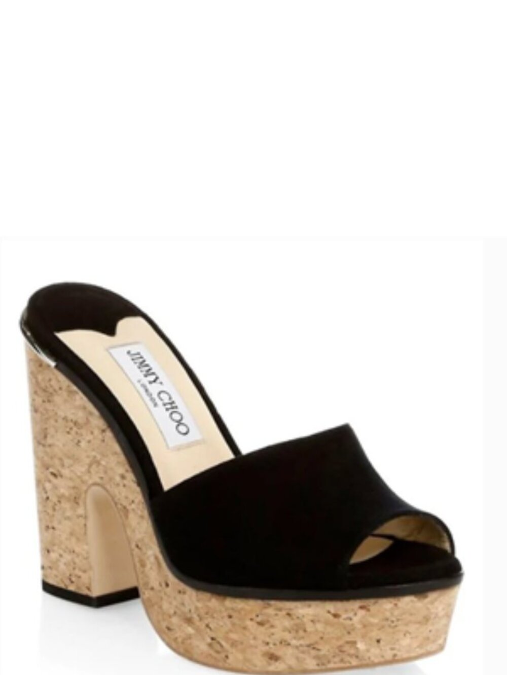 Jimmy Choo Black Suede Peep-Toe Block Heel Mules, 38.5